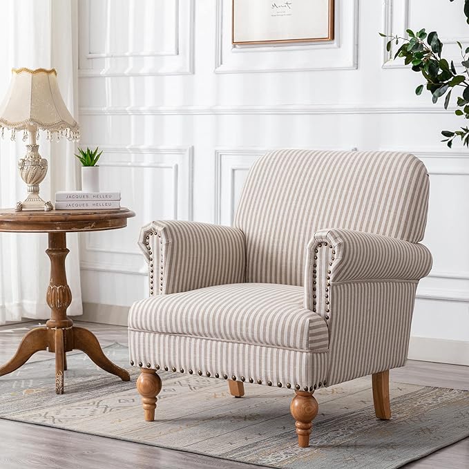 Linen Stripe Accent Chair