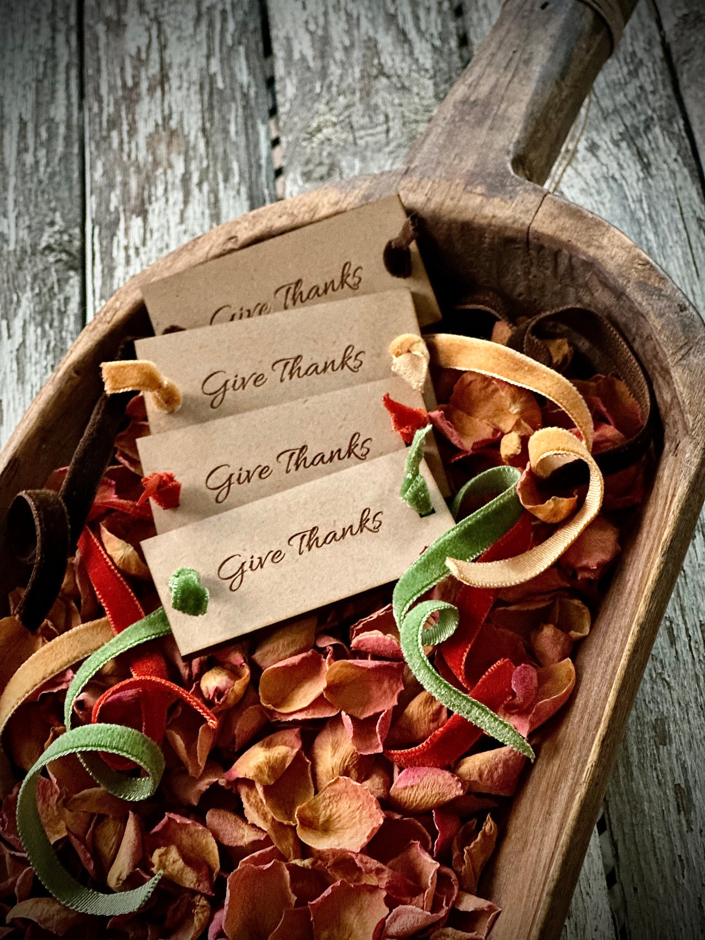 Give Thanks Wood Tie Napkin Rings