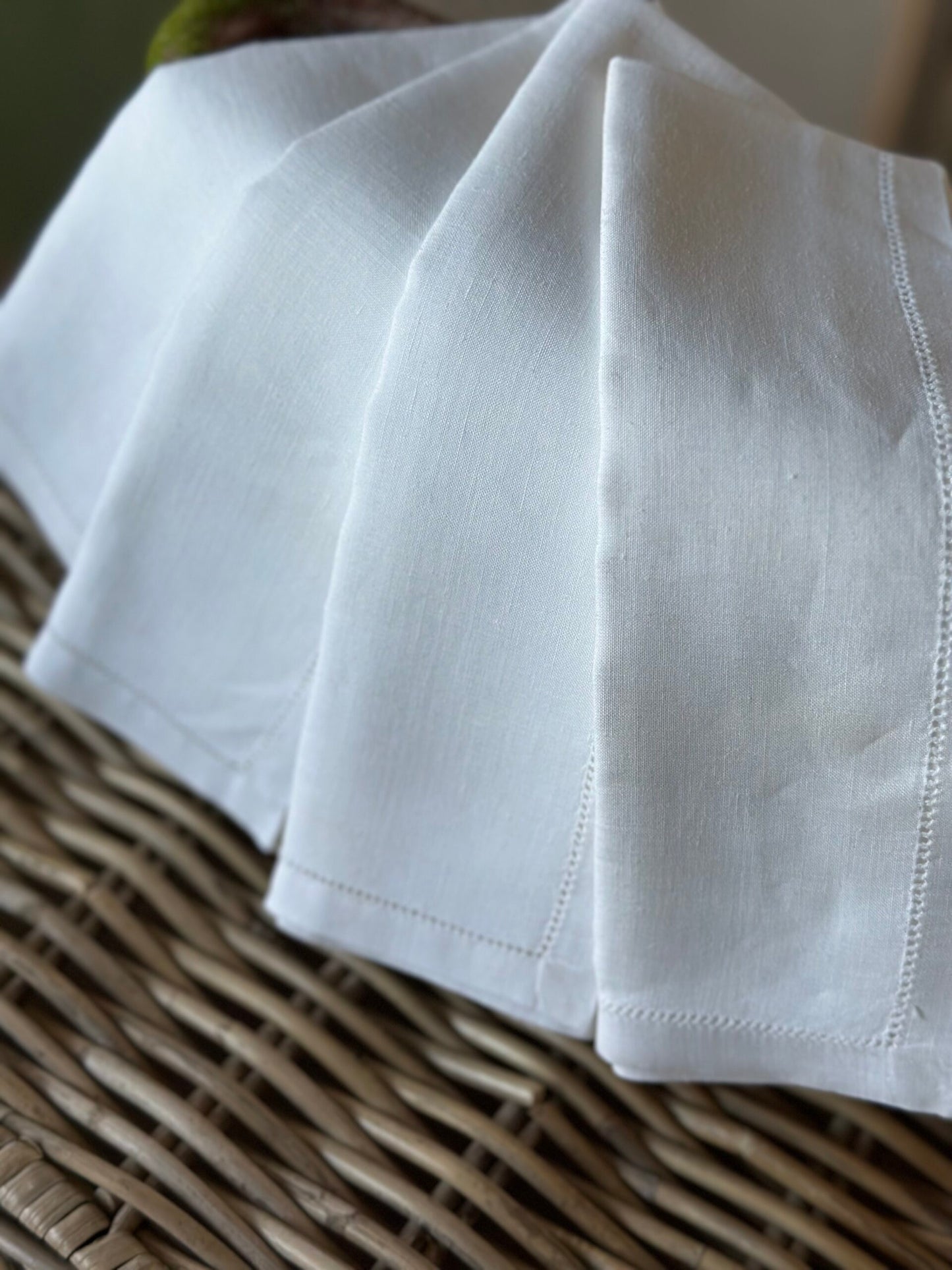 Vintage White Linen Napkins