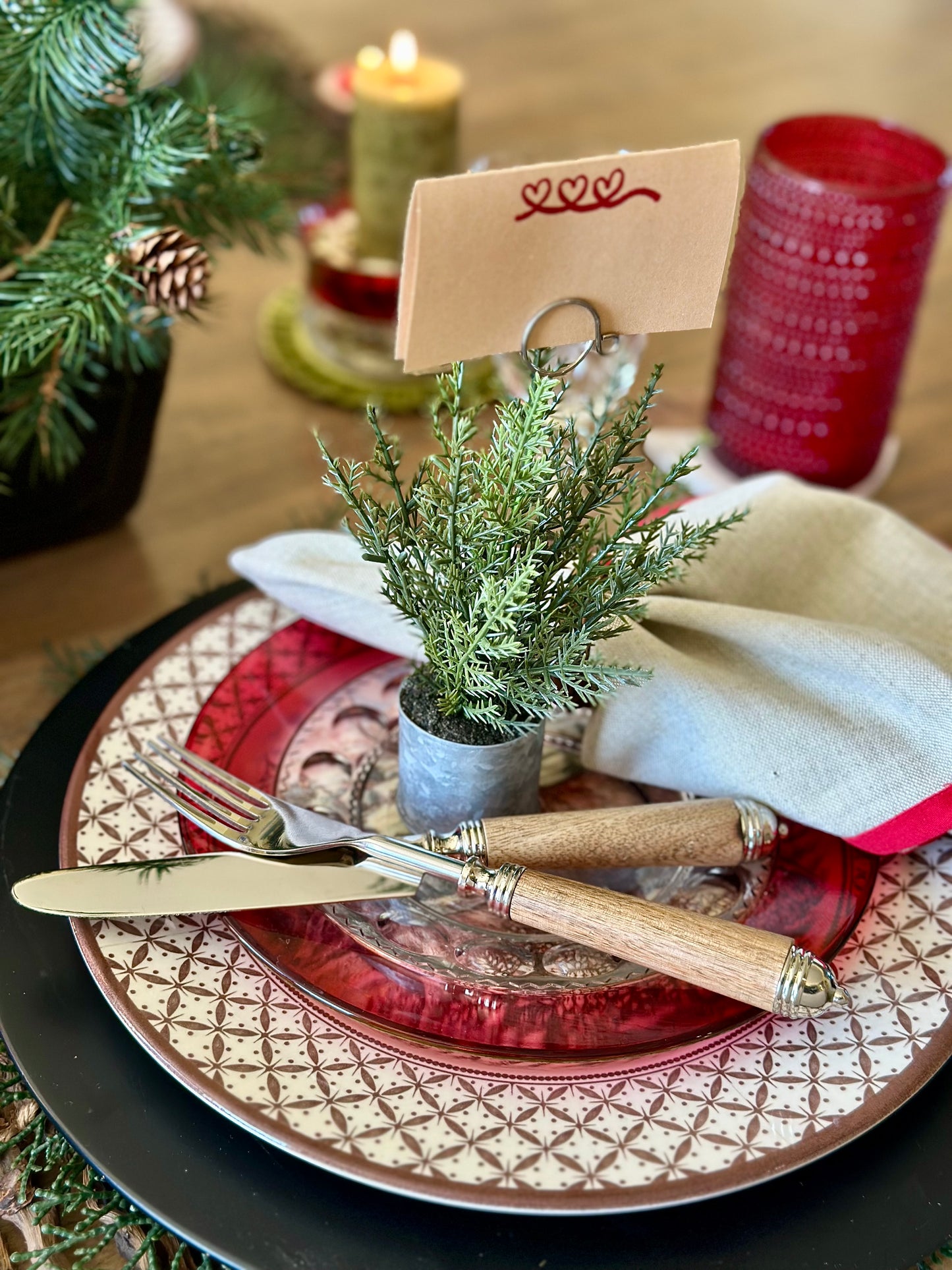Natural Wood Handle Flatware Place Setting