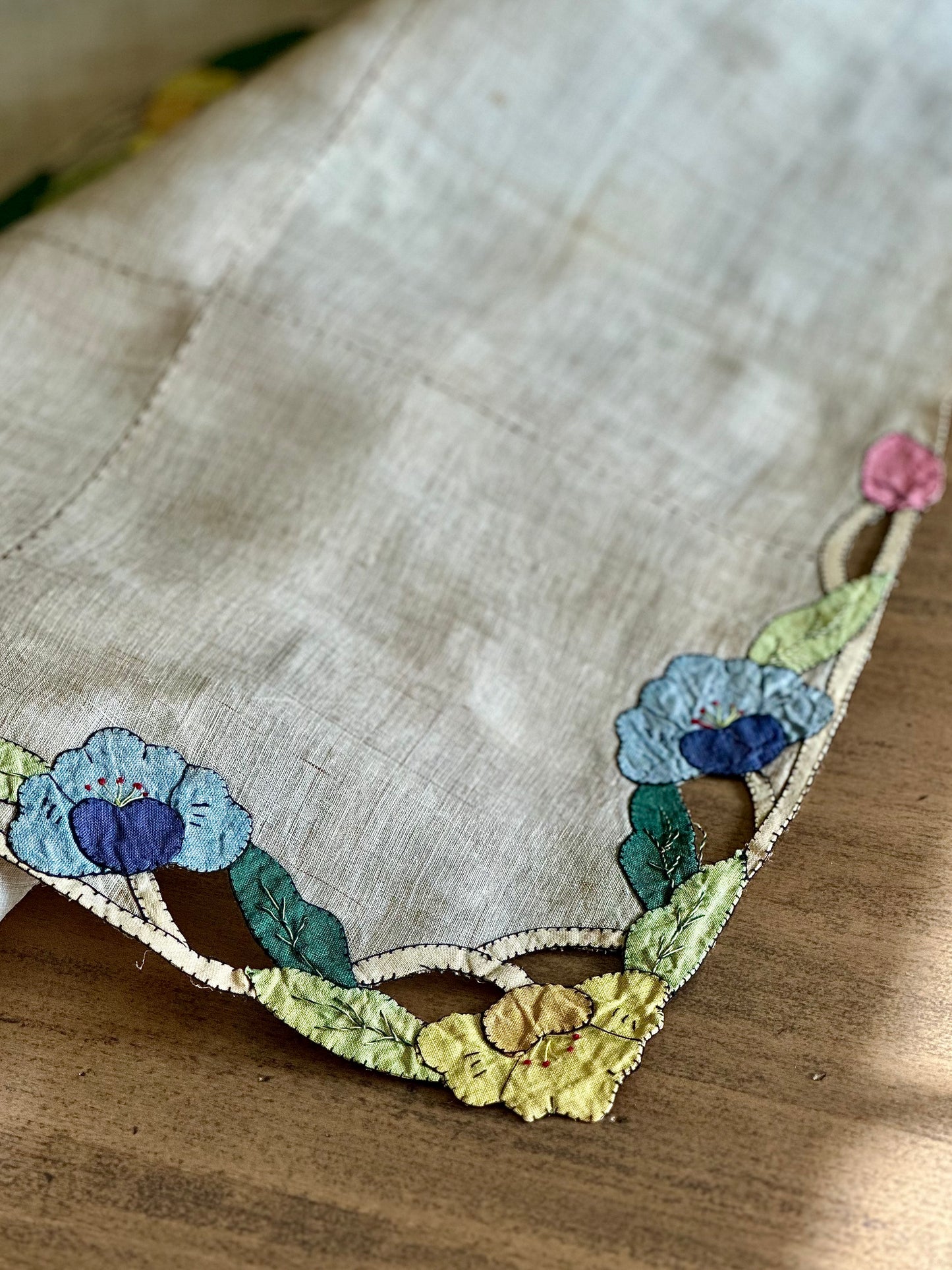 Linen Square Hand Applique 34" Square