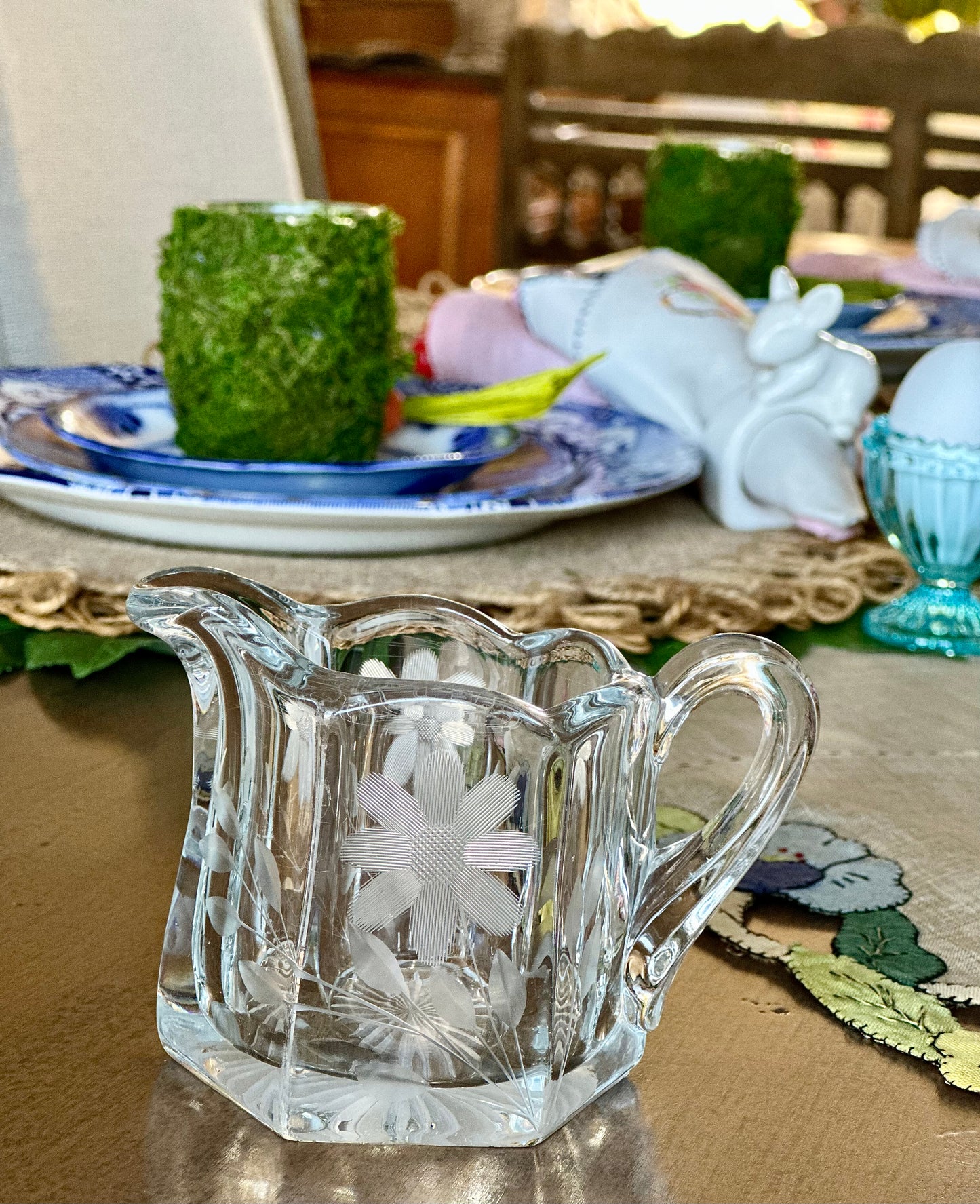 Vintage Cut Glass Sugar & Creamer