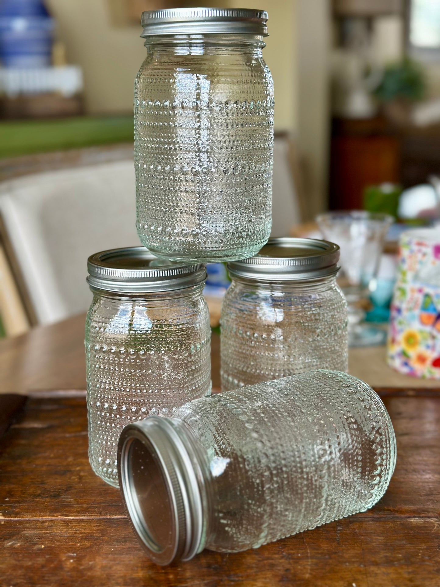 Hobnail Mason Jars (Set of 4)