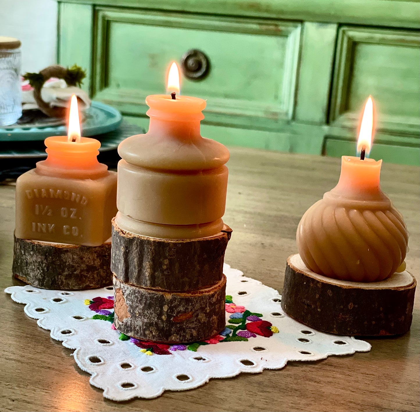 Beeswax Antique Inkwell Trio Candles (3)