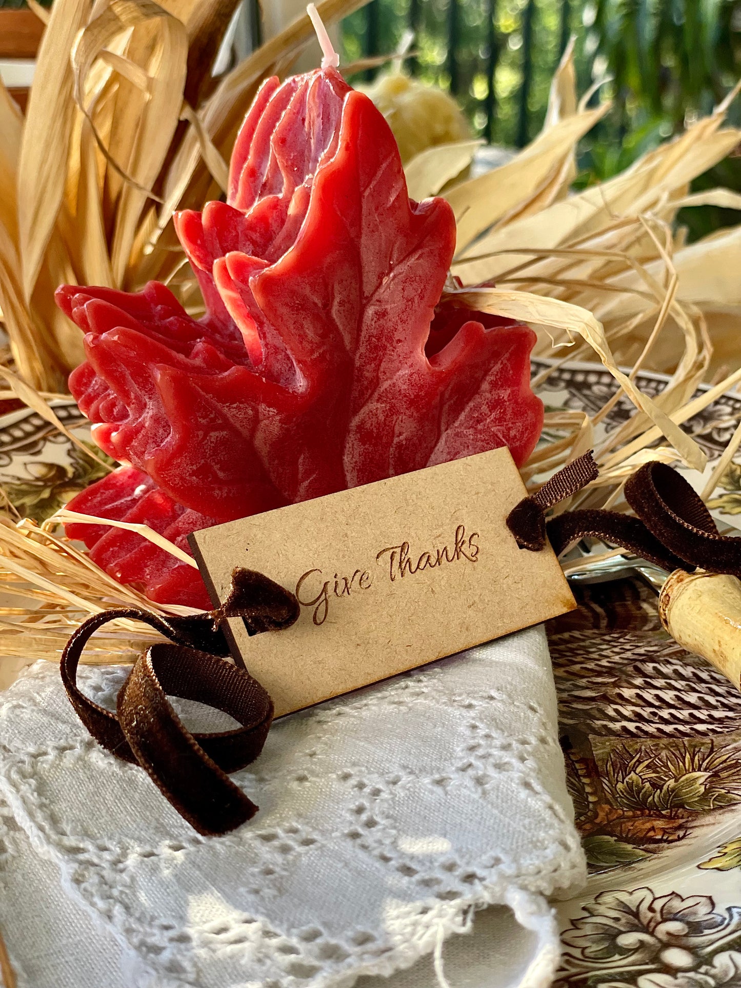 Give Thanks Wood Tie Napkin Rings
