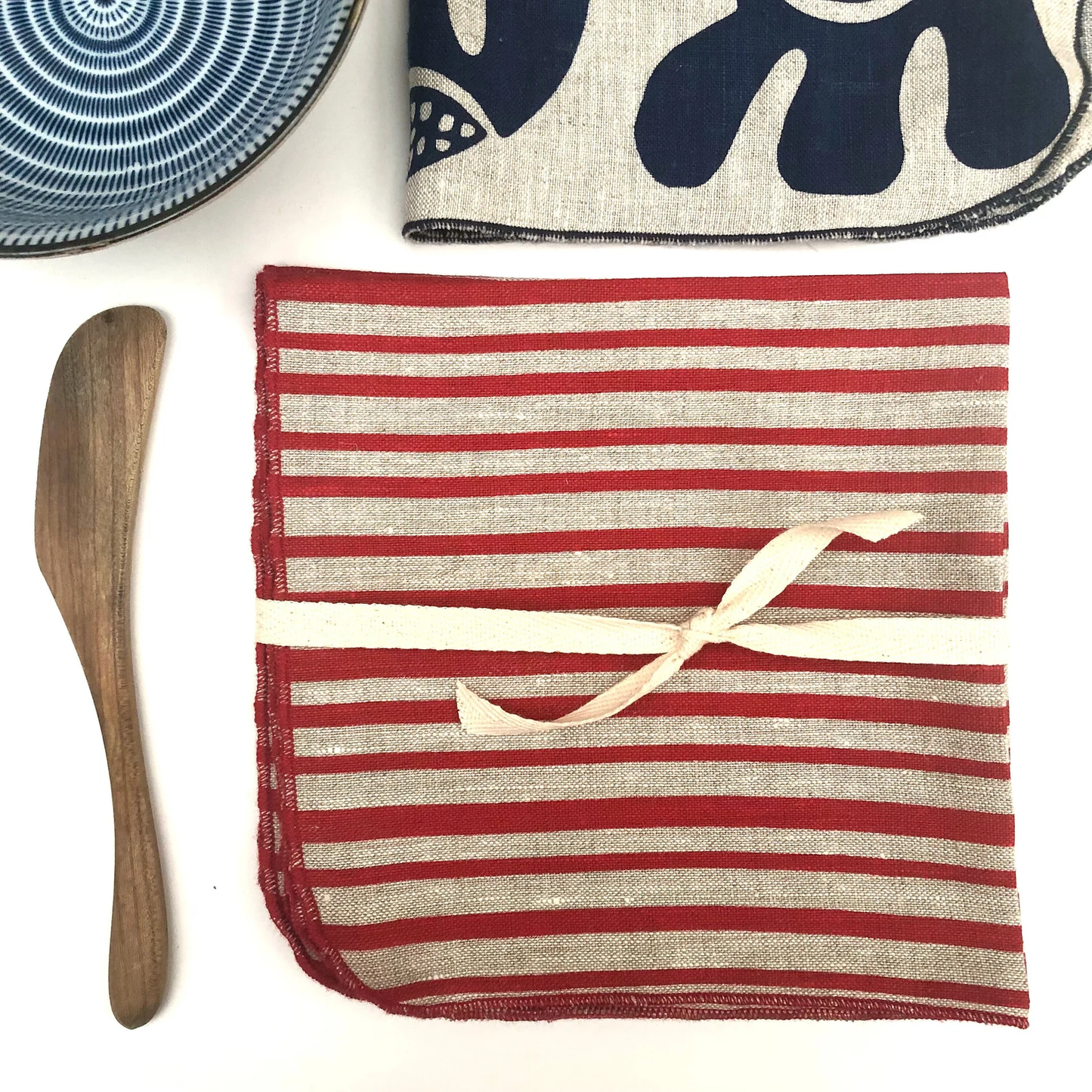 Red-Striped Linen Napkins
