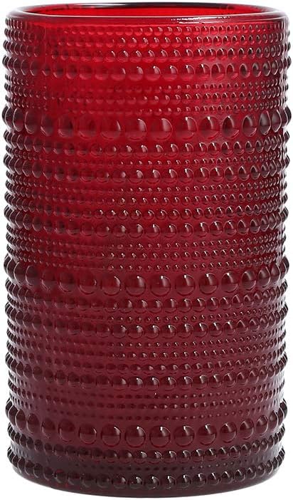Red Hobnail Drinking Glasses Set of 6