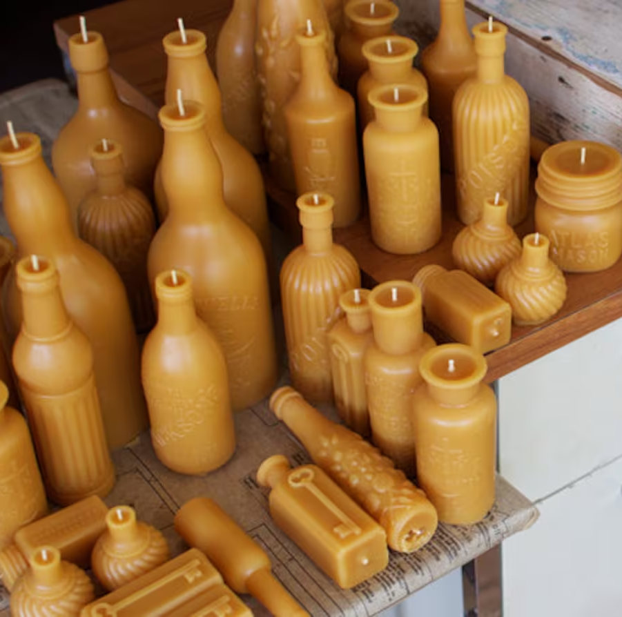 Vintage Bottle Molds Beeswax Candles