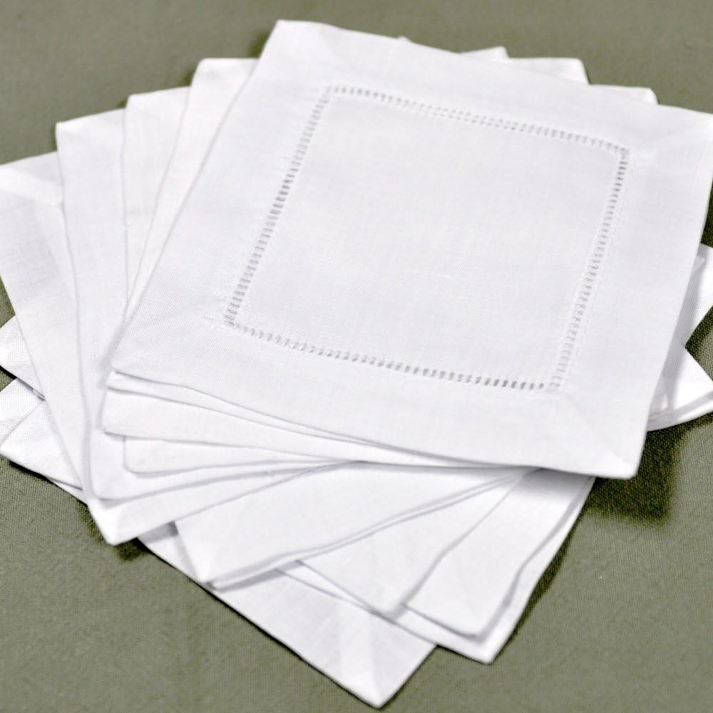 White Linen Cocktail Napkins