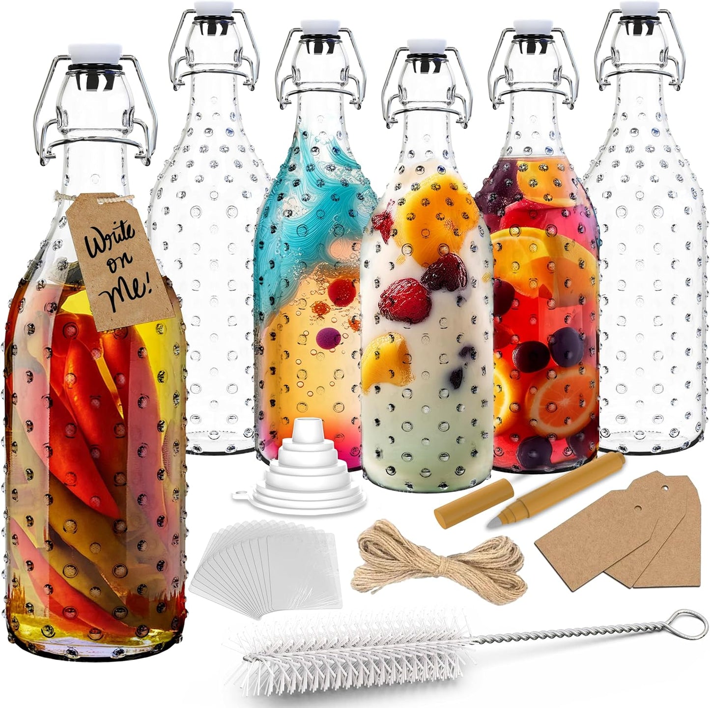 Dotted Swiss Swing Top Bottles