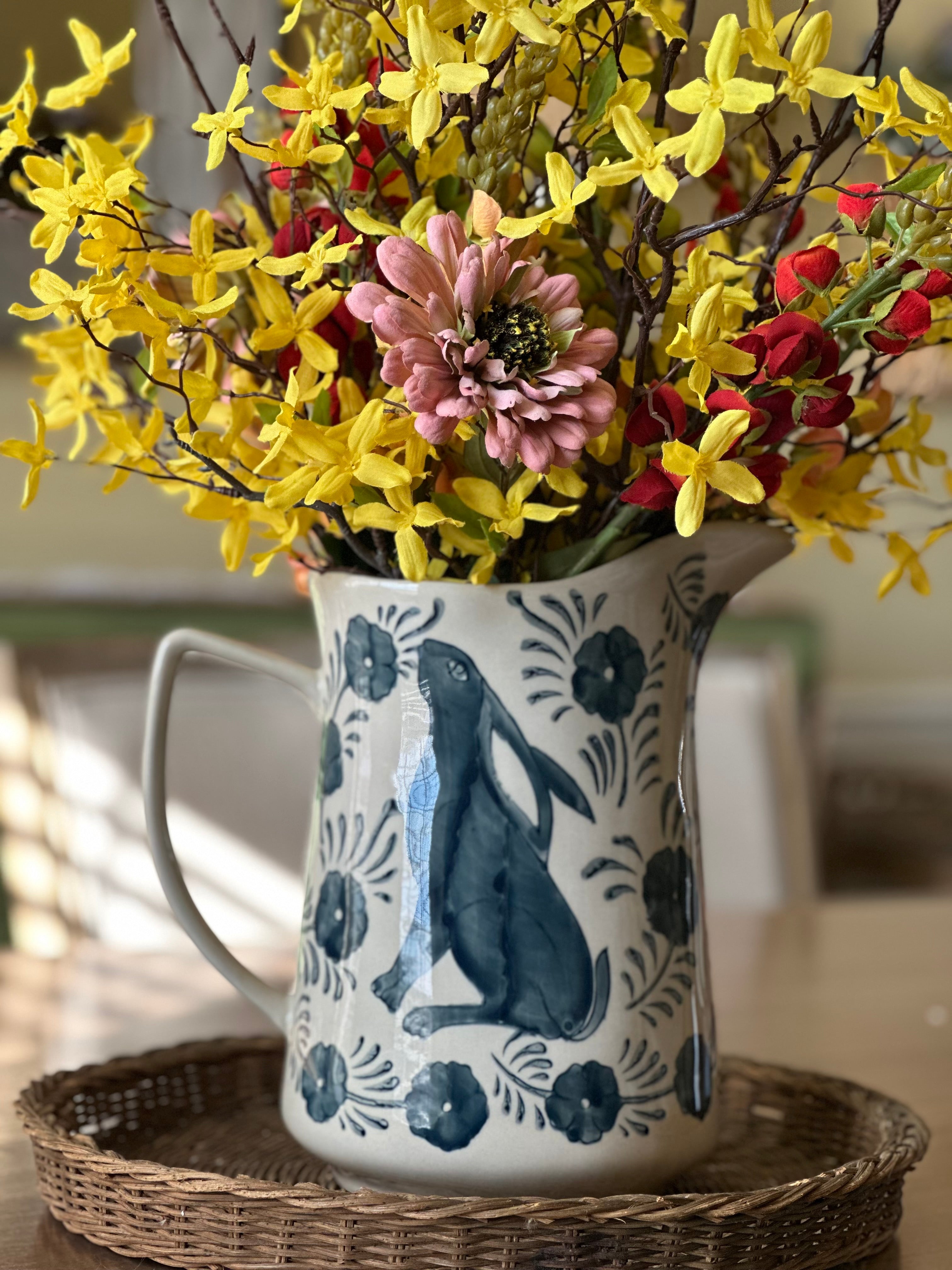 Stoneware Painted Rabbit Pitcher – The Tended Table